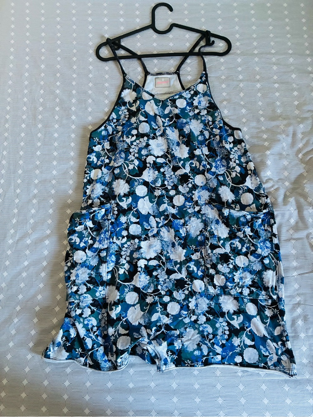 Free People Navy and White Floral Strappy Romper